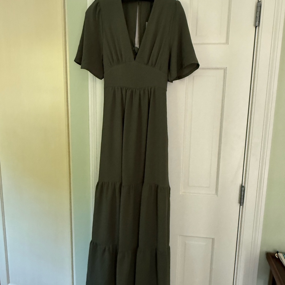 Elegant Olive Green Maxi Dress